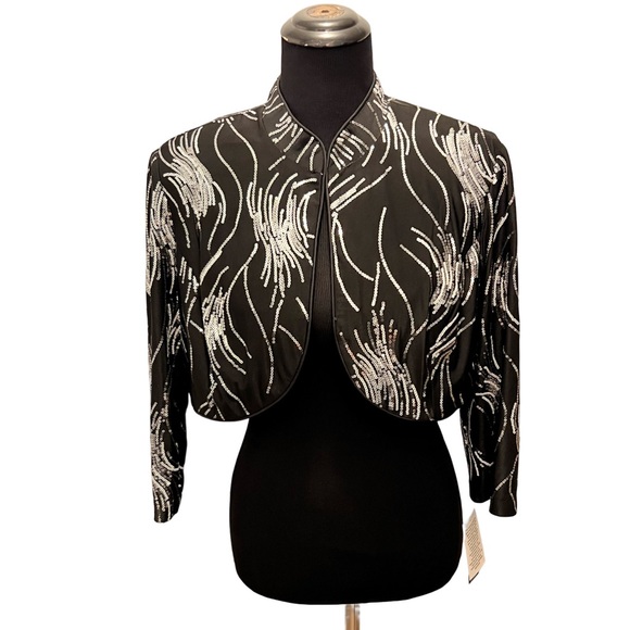 Alex Evenings Jackets & Blazers - Alex Evenings Black & Sequin Bolero Jacket Size 16